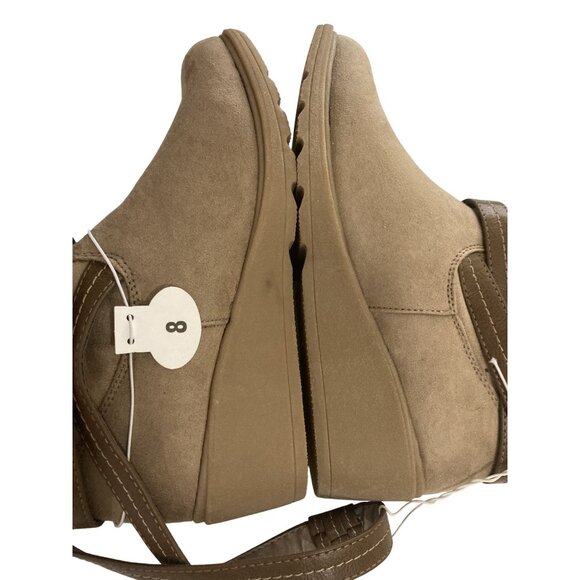 Joe Boxer Women's Size 8 Taupe Faux Suede Wedge Heel Ankle Boots shoes NWT - Picture 5 of 8